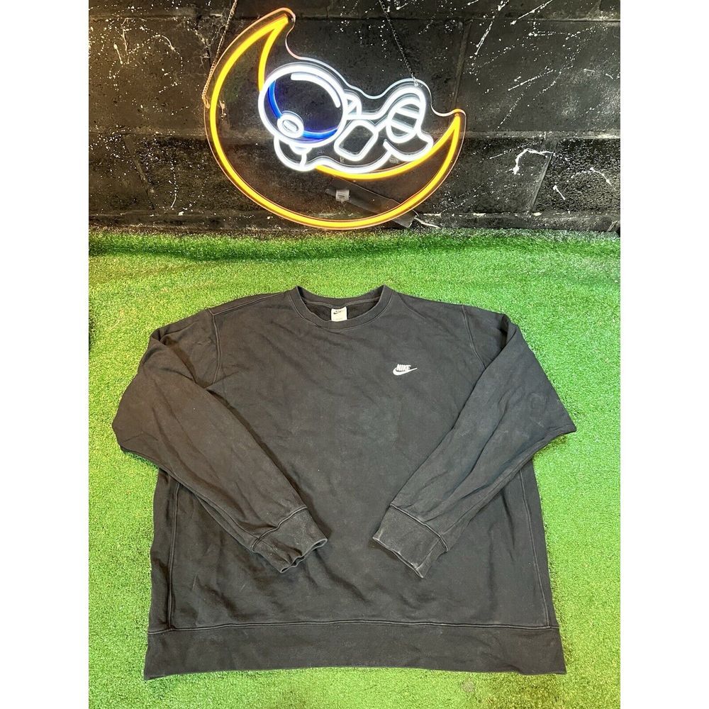 Vintage Nike Y2K‎ Faded Black Crewneck Pullover Sweatshirt Mens Size 2XLT
